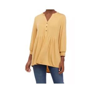 Wonderly Women's 3/4 Sleeve Tunic Henley Shirt Size Small Caramel Color